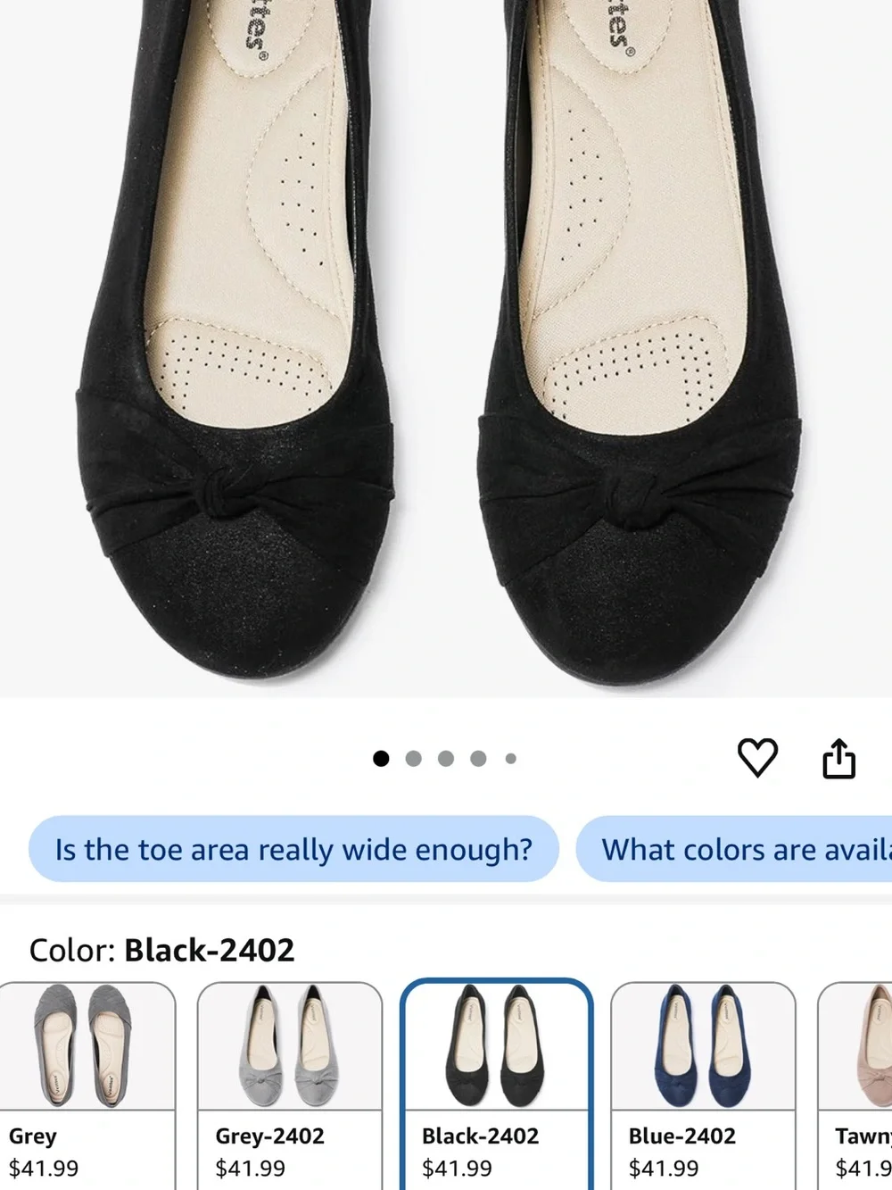 Women's Black Suede-Look Knot Ballet Flats